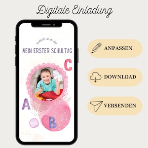 Digital school enrollment invitation | WhatsApp eCard for the start of school | Customizable Canva template for school | Save the Date card for first grade