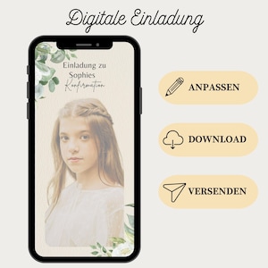 Invitación de confirmación | Tarjeta electrónica digital con flores y foto | Tarjeta personalizada para guardar la fecha | Tarjeta de WhatsApp para confirmación