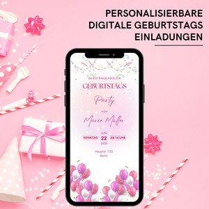 Invito di compleanno | eCard digitale in rosa chiaro con musica | biglietto WhatsApp personalizzato | Invito alla festa di compleanno per donne