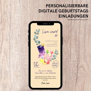 Convite de aniversário para festa no jardim, 30 anos, mulher | Cartão digital para coquetel com música | Convite para WhatsApp | Modelo para Canva