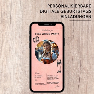 Einladung Geburtstagsparty Oktoberfest | Save the Date Karte Bier | WhatsApp Einladung Wiesn | Canva Vorlage personalisierbar