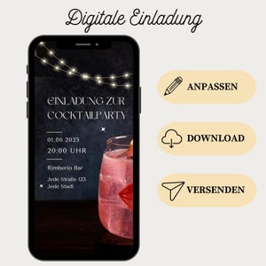 Invitation à un cocktail | carte électronique numérique avec musique au design Aperol | Invitation WhatsApp garden-party | Carte « Réservez la date » pour la fête d'été