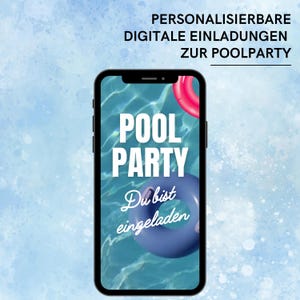 Invitation à une fête à la piscine | Carte WhatsApp pour une fête d'été | Carte numérique « save the date » | Invitation à un cocktail | Invitation à une garden-party