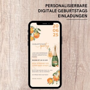 Geburtstagseinladung mit Musik | Digitale Partykarte Prosecco | WhatsApp Einladung Gartenparty | Save the Date Card | Happy Birthday eCard
