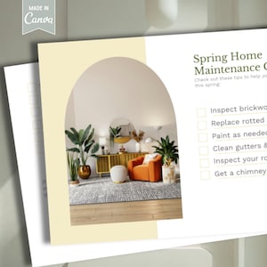 Grundbesitz Frühling Hauspflege Checkliste Postkarte | Grundbesitz Frühling Postkarte | Frühling Postkarte | Verkauf von Objekten