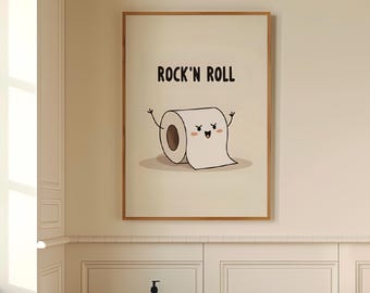 Funny Bathroom Wall Art Printable | Rock’n Roll Toilet Paper Decor | Quirky Bathroom Humor