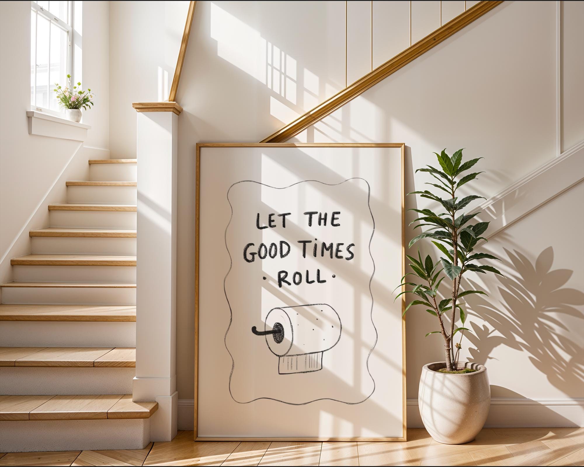 Let the Good Times Roll Poster, Funny Bathroom Art, Toilet Paper Wall ...
