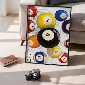 Modern Billiard Balls Poster – Colorful 8 Ball Pool Wall Art Print