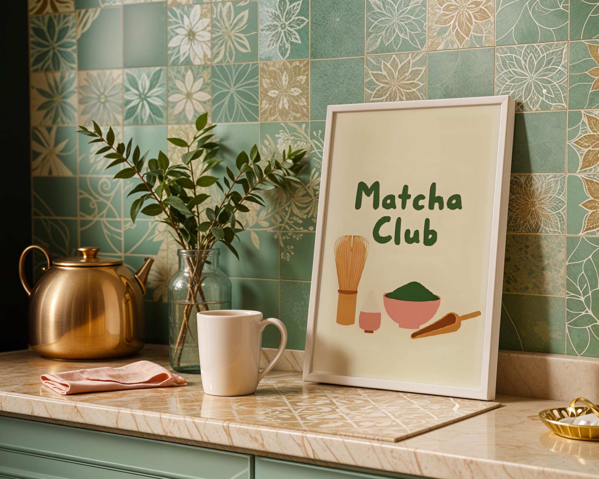 Matcha Club Print, Matcha Art Print, Tea Lover Poster, Matcha Kitchen ...