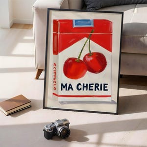 Arte retro del paquete de cigarrillos de cereza - Ma Chérie Pop Art Print