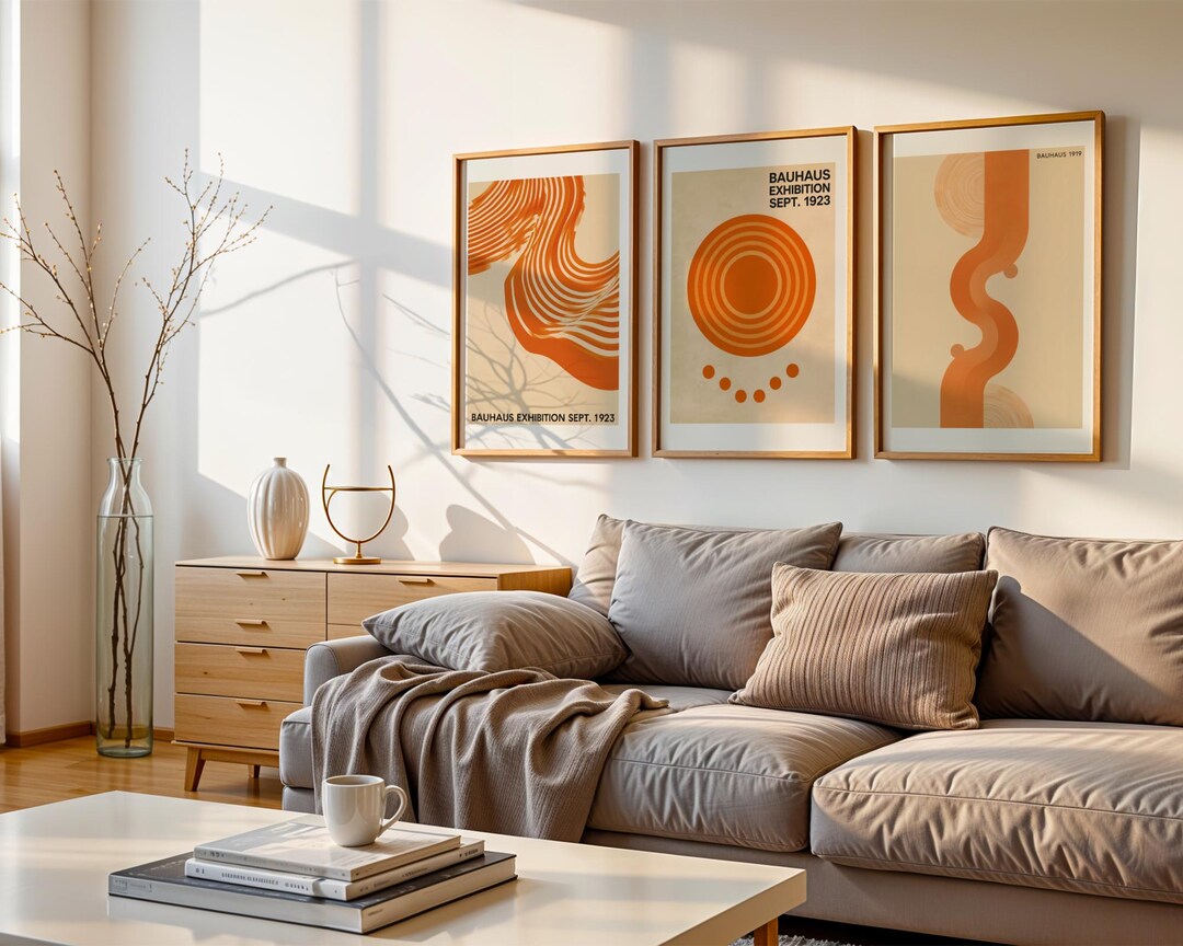 Set of 3 Bauhaus Exhibition Posters, Minimalist Abstract Wall Art ...