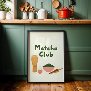 Matcha Club Print, Matcha Art Print, Tea Lover Poster, Matcha Kitchen Decor, Green Tea Wall Art