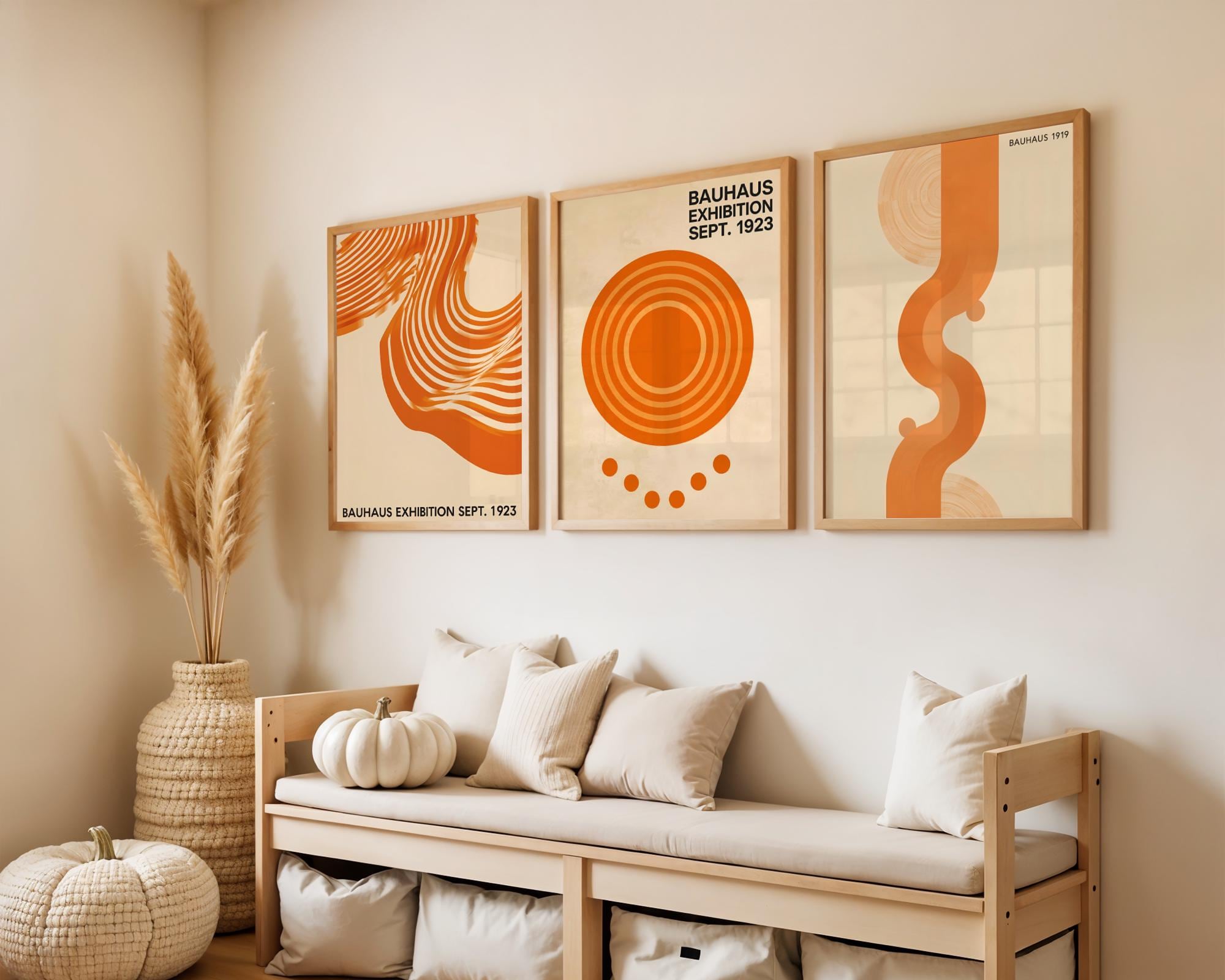Set of 3 Bauhaus Exhibition Posters, Minimalist Abstract Wall Art ...