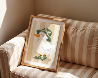 Arte mural de pato encantador: Impresión de granja encantadora, descarga digital
