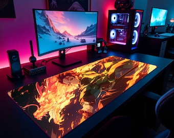 Tanjiro Kamado Mousepad, Demon Slayer Anime Desk Mat, XL Gaming Mouse Pad