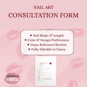 Nail Art Consultation Form | Editable Canva Template for Nail Techs (Digital Download)