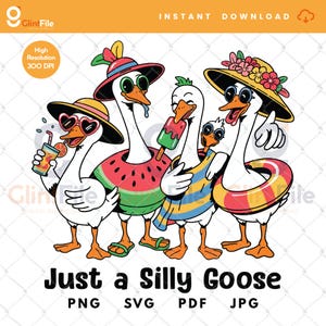 Just A Silly Goose Summer PNG, Trending Goose Design Digital Download, Summer Vibes Png, Silly Summer Goose Png, Beach Goose Png, Summer Png