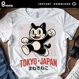 Gato japonés de Tokio (Png), Maneki Neko vintage (Png), Gato negro de dibujos animados retro (Png), Gato de la suerte japonés (Svg), Kawaii (Svg) de Japón, Cultura japonesa (Png)