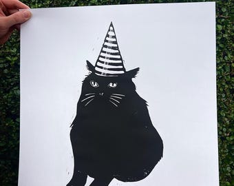 Party Pooper - Lino Print