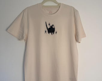 Hand-Printed Organic T-Shirt - Tiny Cat Big Scream