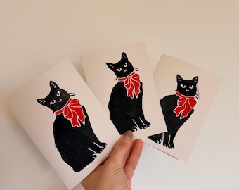 Cat with Bow Christmas Card