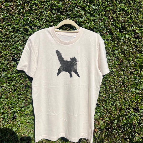 Hand-Printed Organic T-Shirt - Angry Girl Lino Print