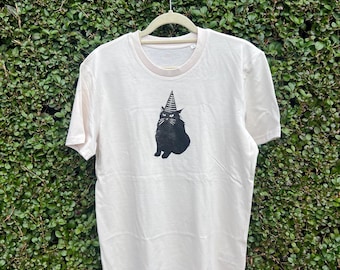 Hand-Printed Organic T-Shirt - Party Pooper Lino Print
