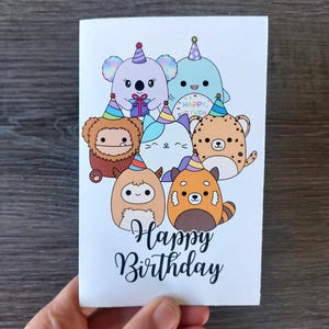 Squishmallow-Geburtstagskarte, lustige Squishy-Wortspielkarte für Squishmallow-Liebhaber, süße Happy Birthday-Grußkarte, Squishmallow-Geburtstag