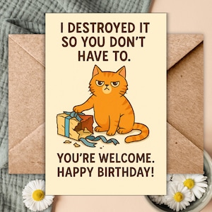 Funny Cat Birthday Card Grumpy Cat Sassy Humor Card for Cat Lovers Happy Birthday, But You Can't Have This Box sarcastic cat