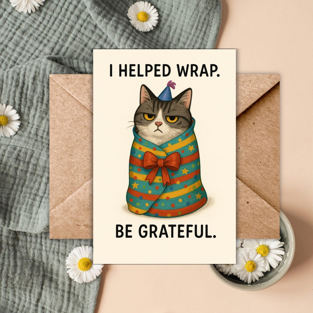 Sarcastic Birthday Card Grumpy Cat Humor Card for Cat Lovers Happy ...