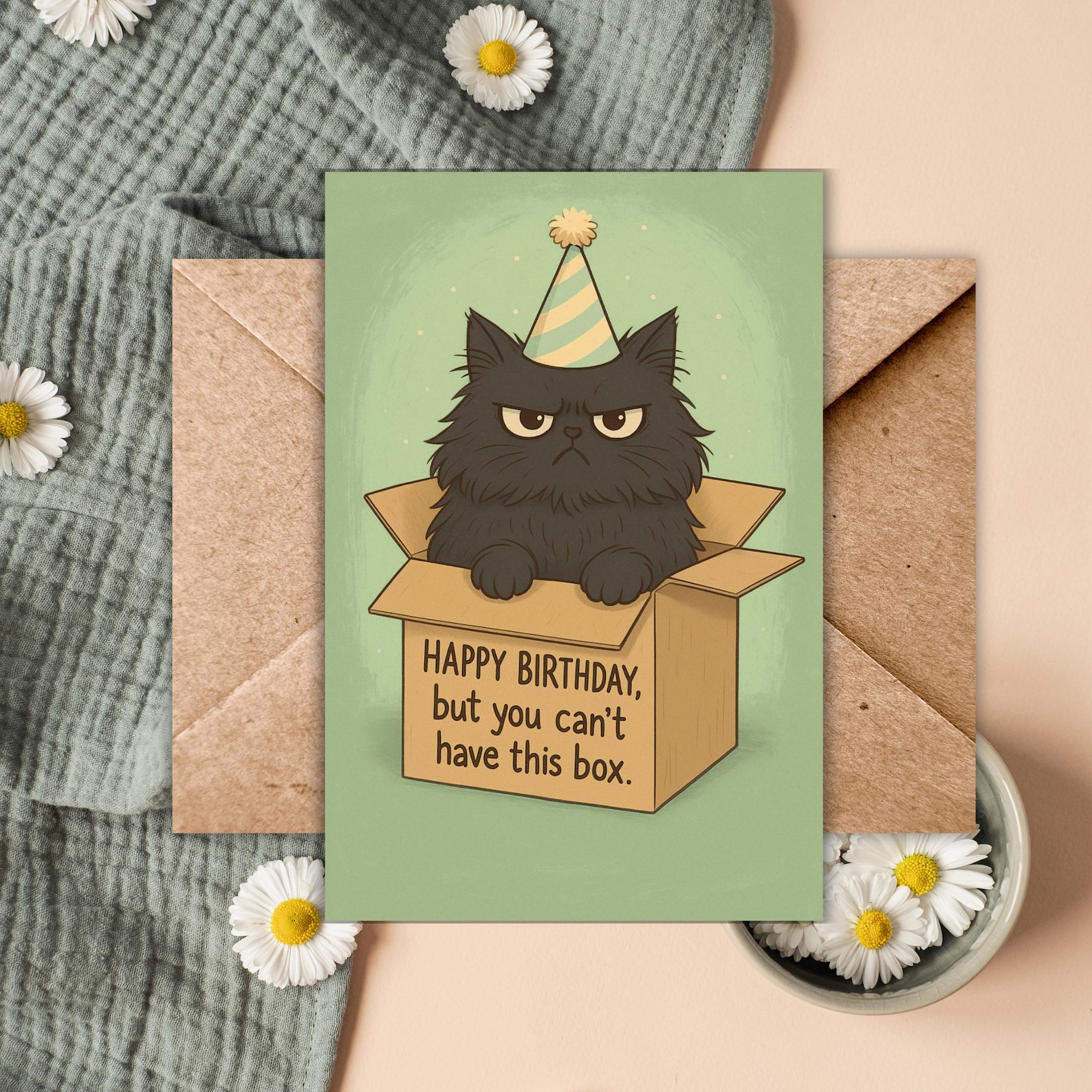 Grumpy Card Funny Birthday Card Grumpy Cat in Box Sassy Humor Card for Cat Lovers ...