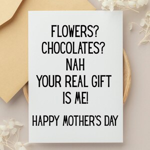 Divertente biglietto per la festa della mamma, biglietto sarcastico per la mamma, regalo umoristico per la mamma, biglietto di auguri spiritoso per la festa della mamma da parte di figlia o figlio