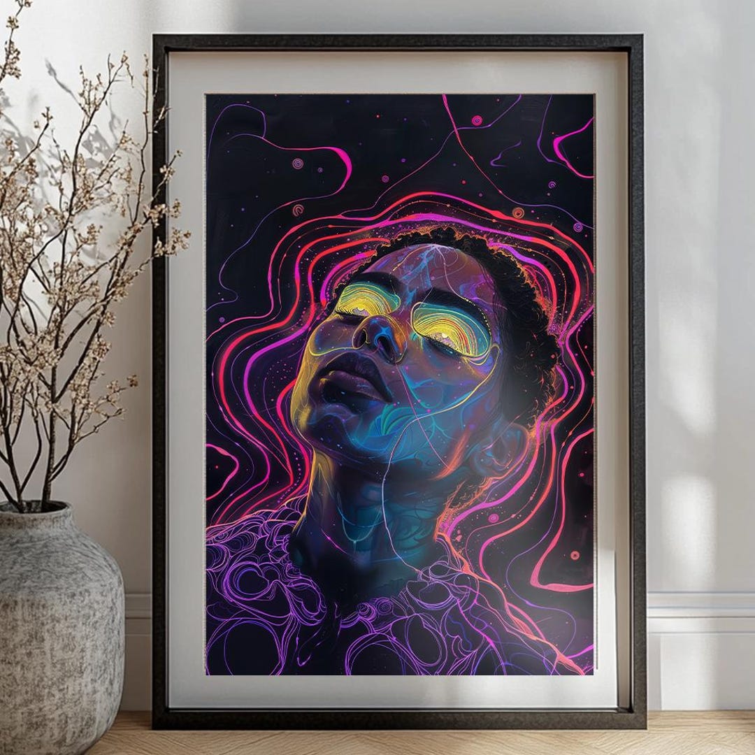 Psychedelic Meditation Woman - Trippy Wall Art | Digital Download PDF ...