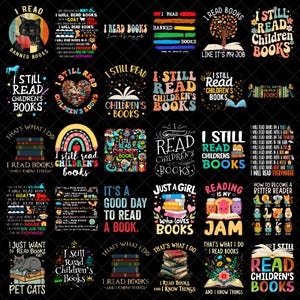 I Still Read Children's Books Png Bundle, Teacher Life Png, Book Lover Png, Family Vacation Png, Cute Teacher Shirt Png, Cartoon Characters