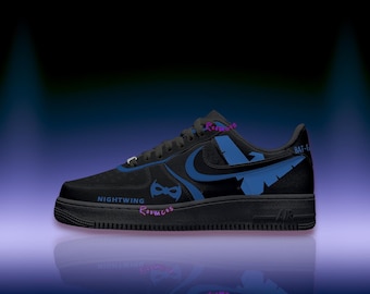 Nightwing Inspired Custom Air Force 1 Shoes, Comics Inspired Sneakers, Invincible Style Superhero Shoes, Fan Made Streetwear Cosplay Gift