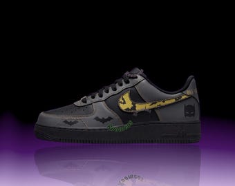 Bat Man Inspired Custom Air Force 1 Shoes, Comics Inspired Sneakers, Invincible Style Superhero Shoes, Fan Made Streetwear Cosplay Gift
