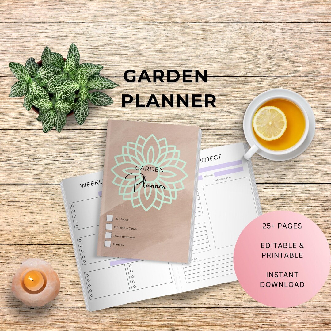 Garden Planner Printable PDF 25+ Pages | Editable Canva Template ...