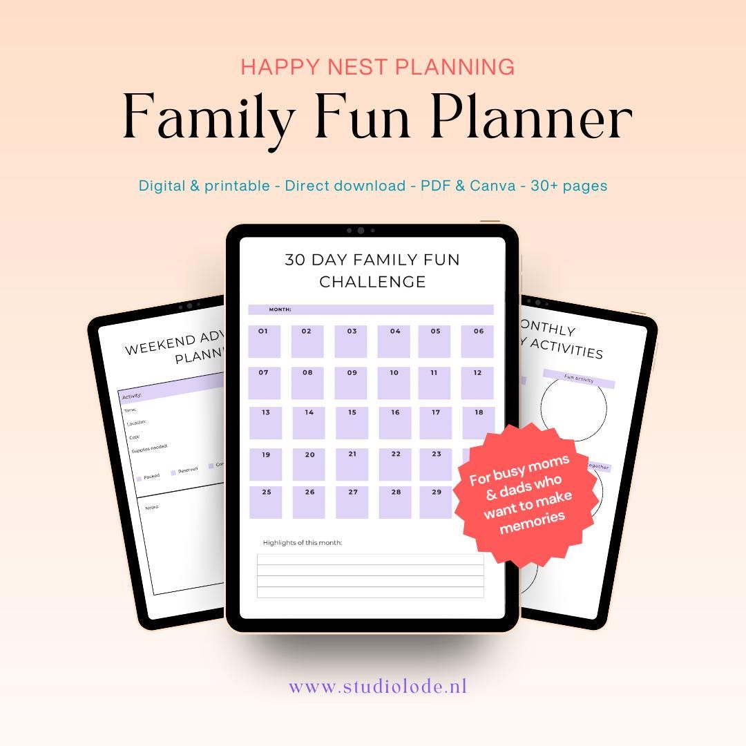 Family Fun Planner Printable PDF | Vacation & Party Planning Binder ...