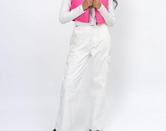 High Waist Cargo Pants: Relaxed Fit Utility Trousers
