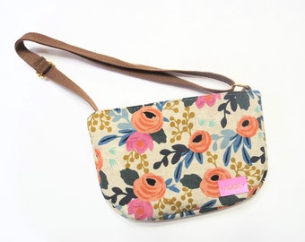 Kid purse, Little Girl purse with personalized name tag-Kids Purse -Kids cross body bag - Rosa floral