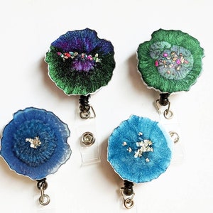 Resin badge Reel, Crystal agate inspired badge reel, ID Badge Reel, ID badge holder