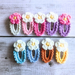 Daisy crochet hair clips, Daisy hair barrette, Baby Crochet Hair Clip, Hair clips, Daisy Crochet Hair Bow Clip