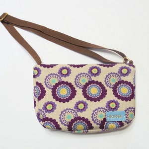 Kid purse, Little Girl purse with personalized name tag-Kids Purse -Kids cross body bag - Purple flowers