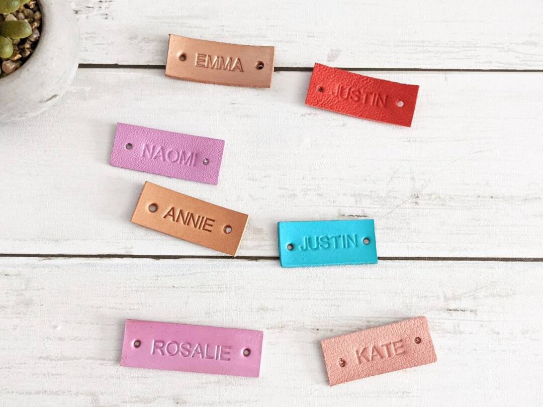 Leather Name Tags Personalized Name Tags Leather Labels Etsy