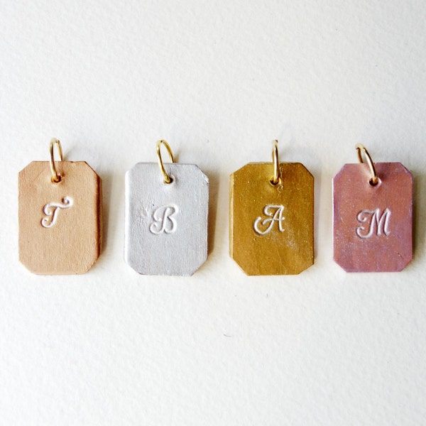 Monogram, Personalize initial, Add on initial leather tag, Bag charms