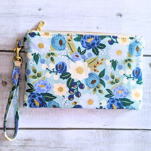 Pochette à fermeture à glissière avec une sangle amovible, Wristlet rifle paper co fabric, Sac à main en tissu, Idée cadeau, pochette à fermeture à glissière