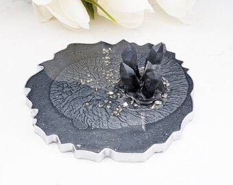 Crystal Ring Dish, Agate Resin Jewelry Trinket Bowl