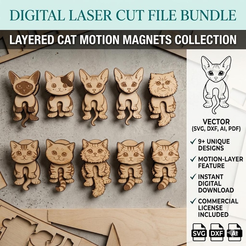 Cat Laser Cut Designs - Etsy