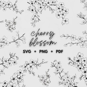 Cherry Blossom Svg, Cherry Blossom Png, Cherry Blossom Clipart, Svg Files For Cricut, Pink Flowers Svg, Instant Download