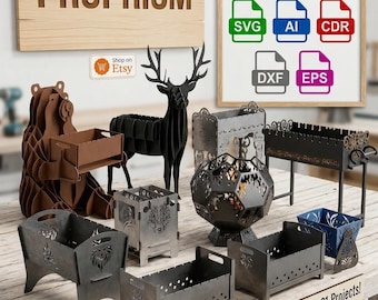 Zestaw 21 plików z wycinanymi laserowo grillami, paleniskiem SVG DXF CDR, projektami grilli BBQ w kształcie zwierząt, metalową grafiką ścienną, grafiką wektorową CNC Plasma